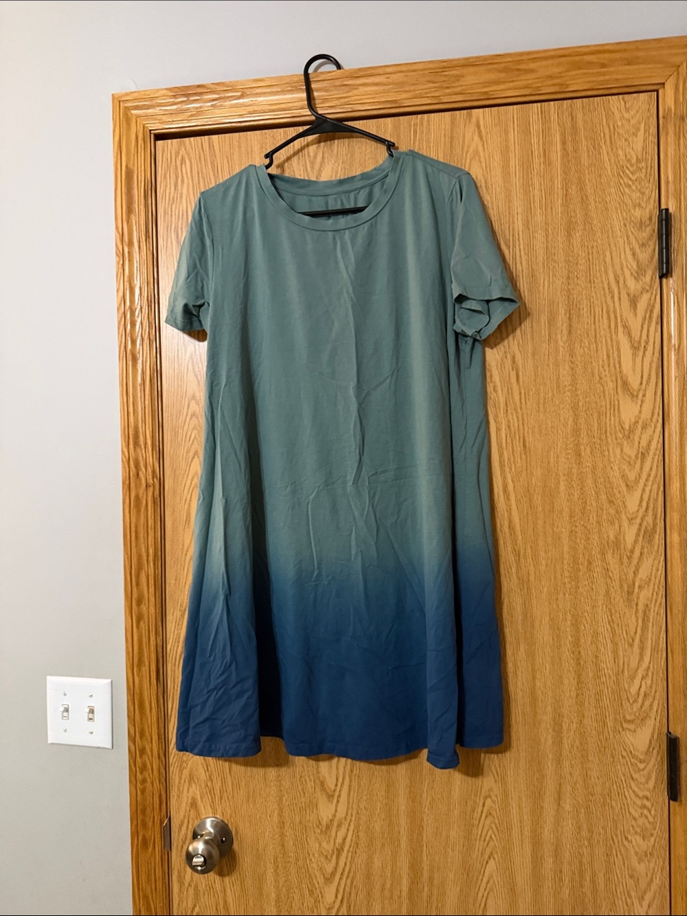 Women’s Ombre Short Sleeve t shirt dress or tunic  Top - Teal to Navy